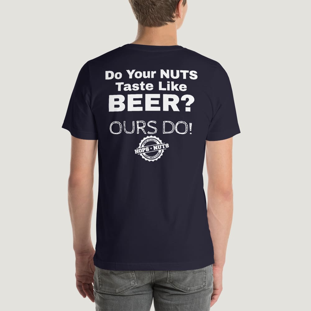 NUTS on the BACK H+N Short-Sleeve Unisex T-Shirt-hops-and-nuts-craft-beer-snacks